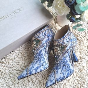 JIMMY CHOO Kendrix 100 embellished printed ottoman ankle boots